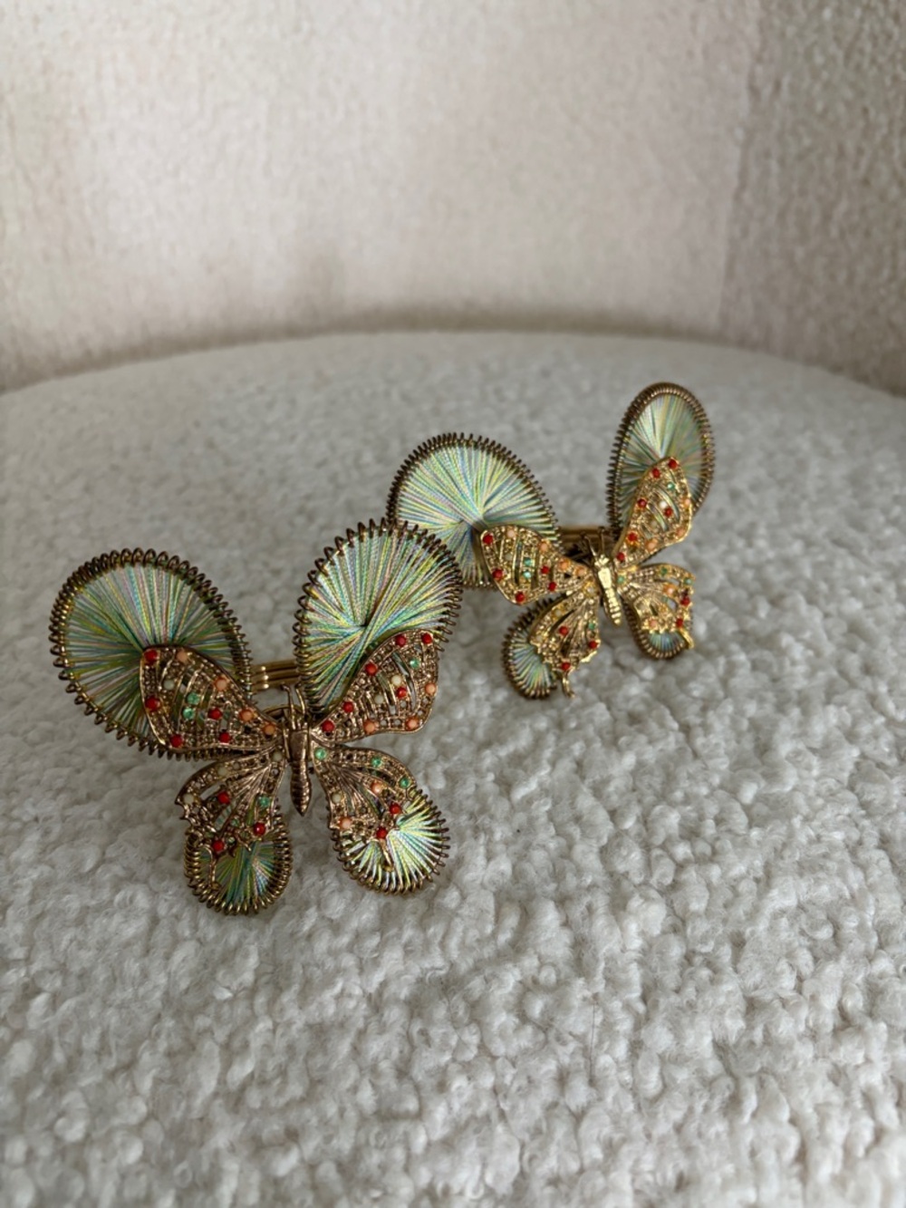 Pier 1 Gold and Iridescent Butterfly Napkin Rings
